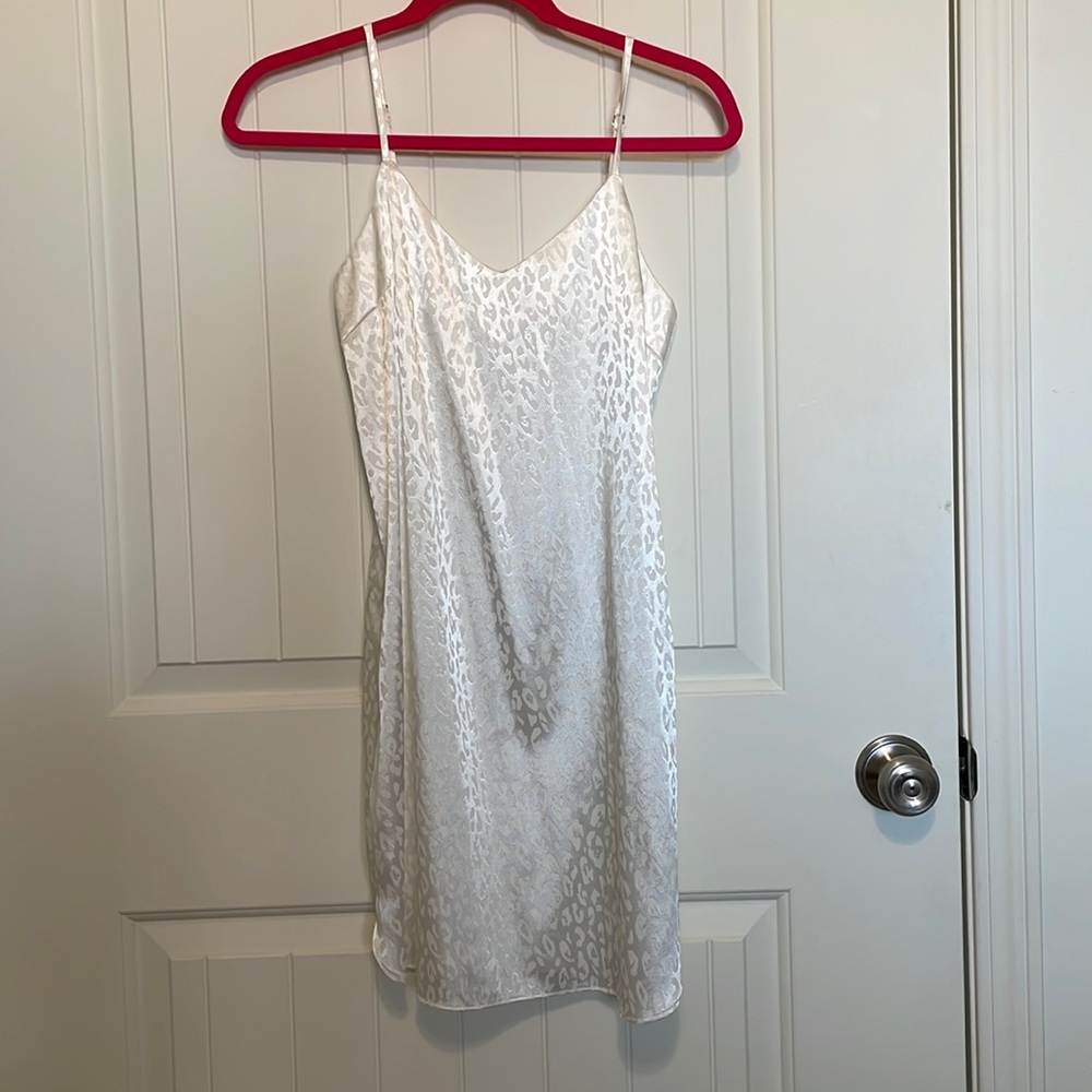 True White Slip Dress with Leopard Print | Bachelorette Party Dress